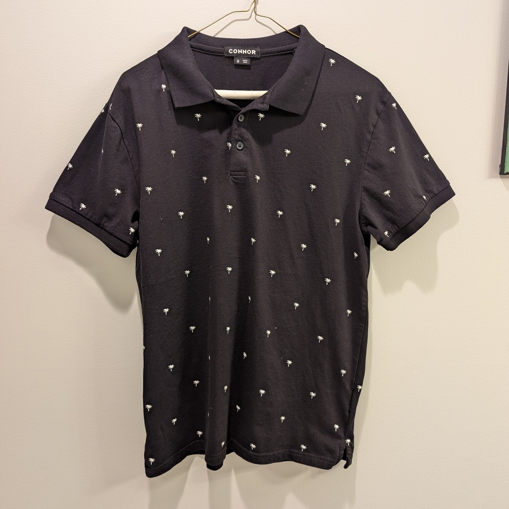 Connor Black Polo Shirt with White Accents